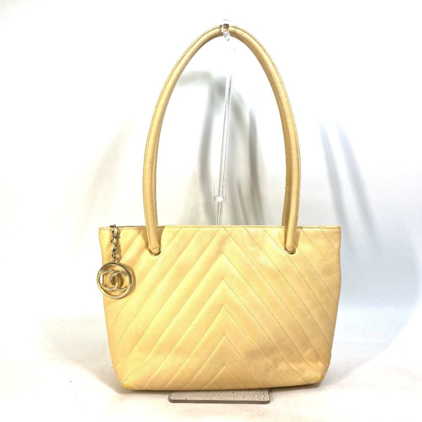 Chanel Yellow Grained Calfskin Shoulder Bag Tote Bag