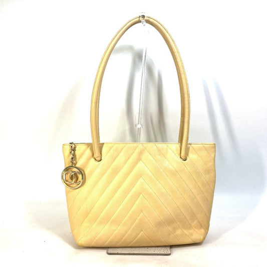 Chanel Yellow Grained Calfskin Shoulder Bag Tote Bag
