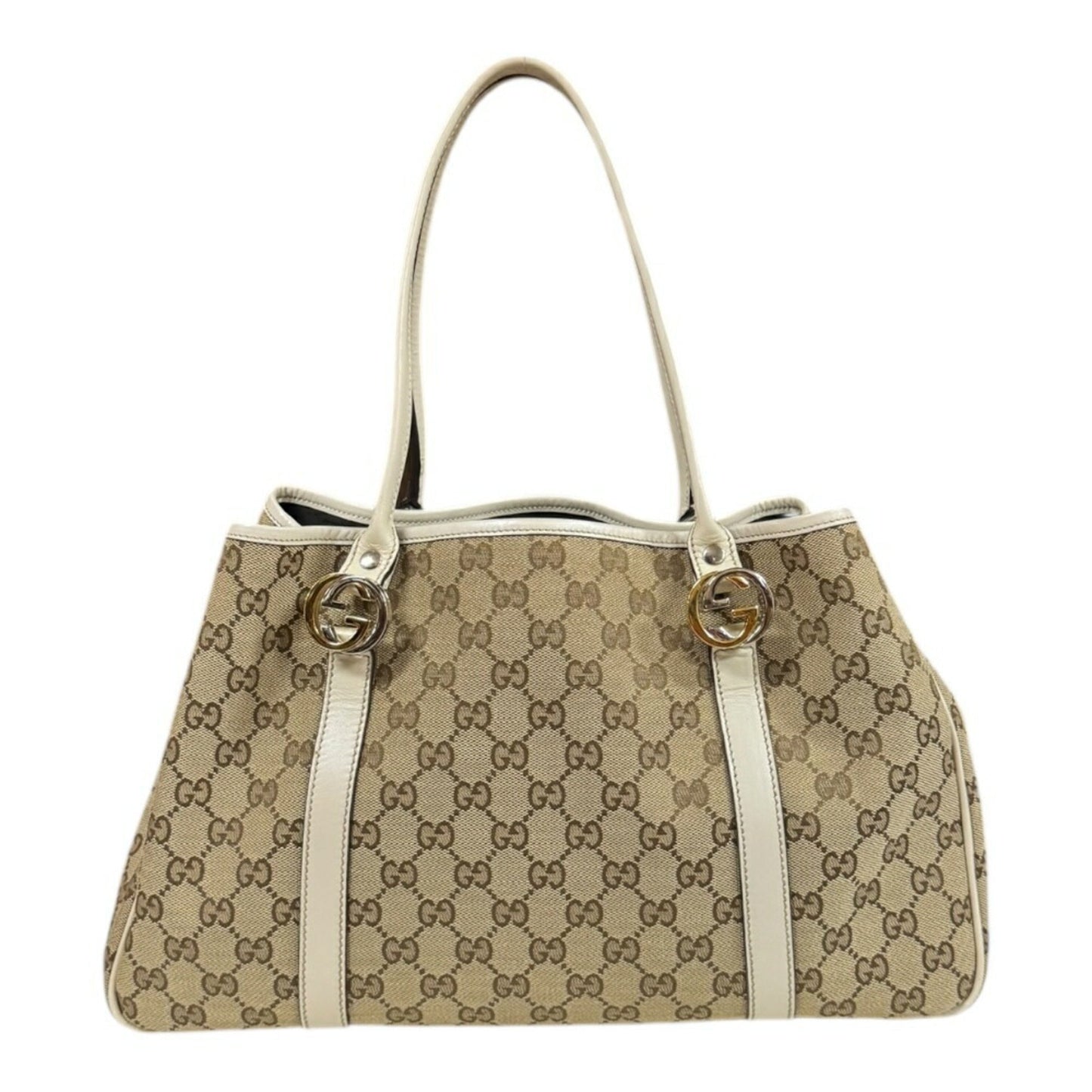 Gucci Gg Canvas Beige White Gg Canvas Tote Bag