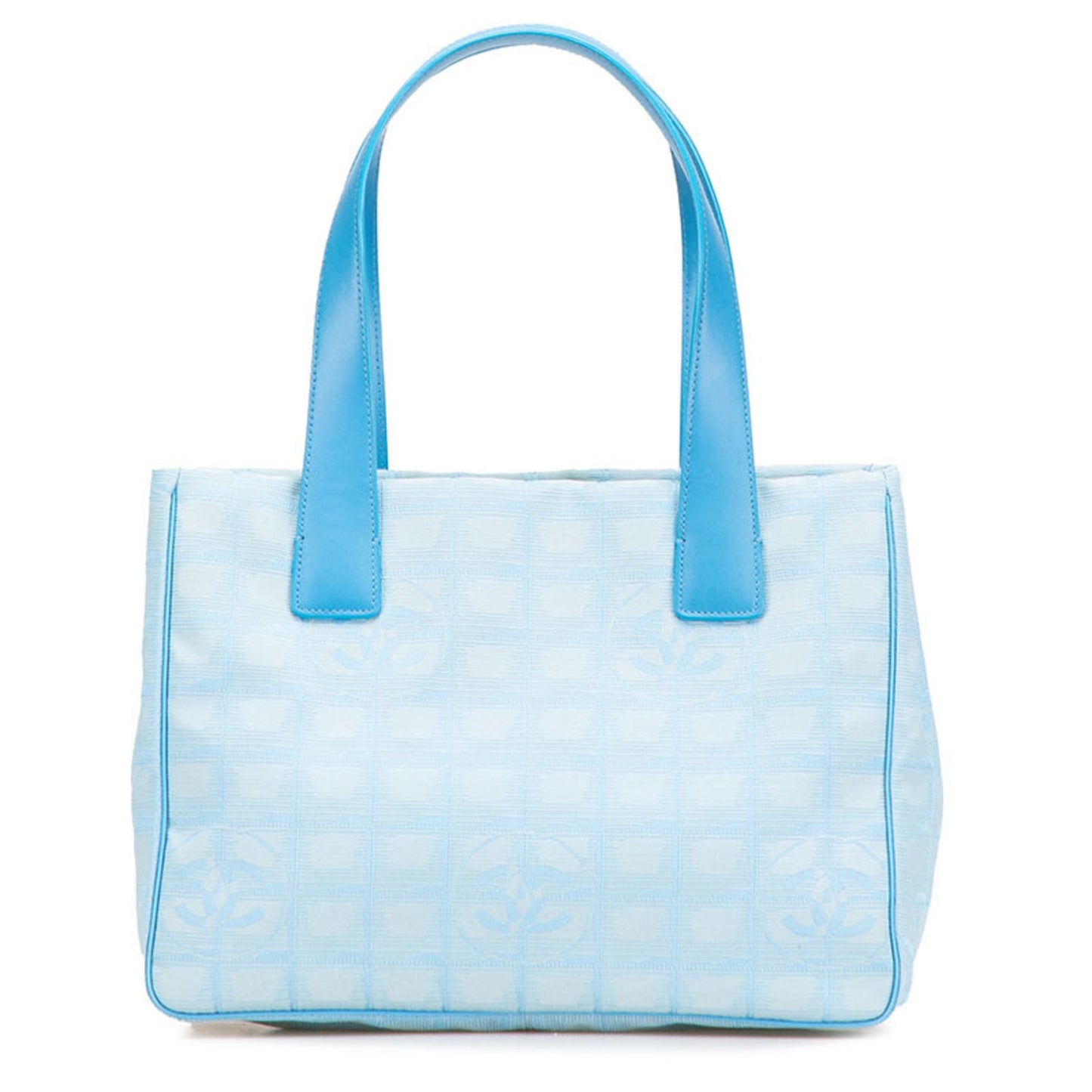 Chanel New Travel Line Blue Nylon Leather Handbag Tote Bag