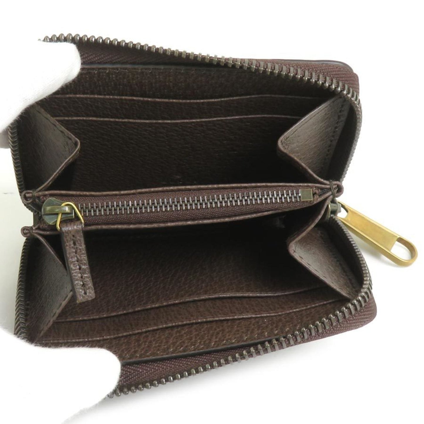 Gucci Brown Gold Gg Supreme Metal Coin Purse/Coin Case