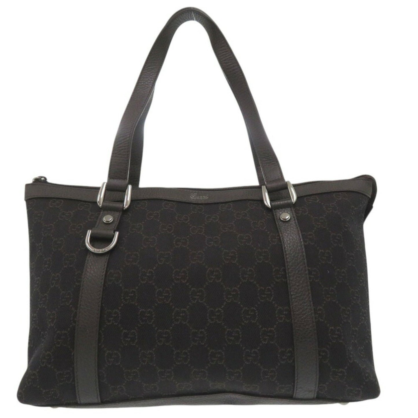 Gucci Dark Brown Canvas Leather Tote Bag