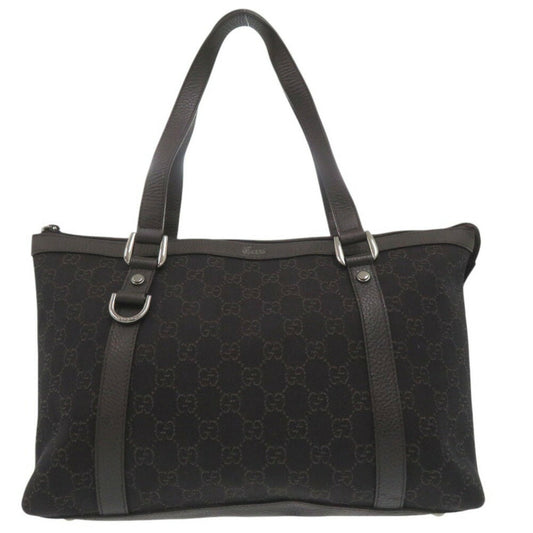 Gucci Dark Brown Canvas Leather Tote Bag