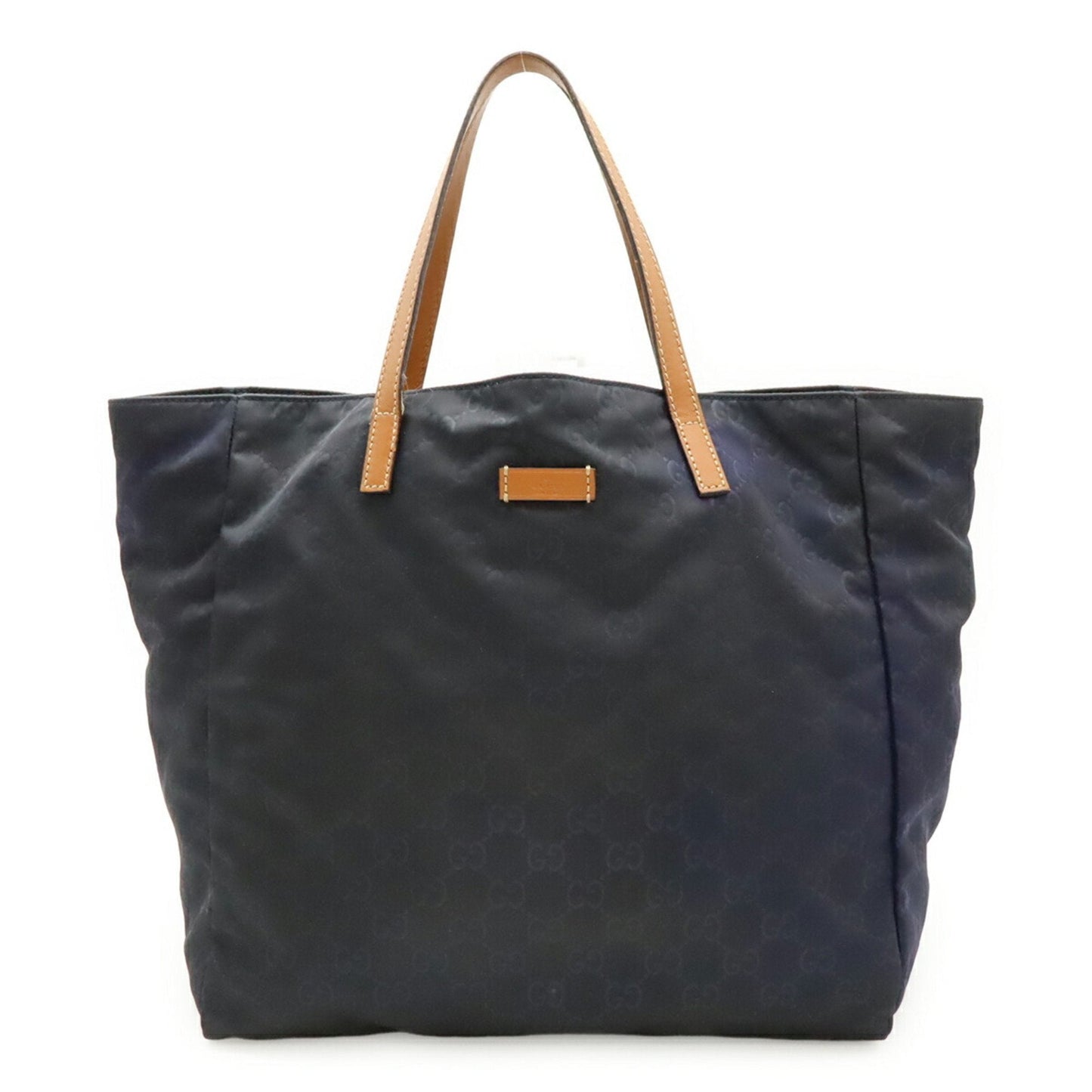 Gucci Black Brown Nylon Leather Handbag Tote Bag