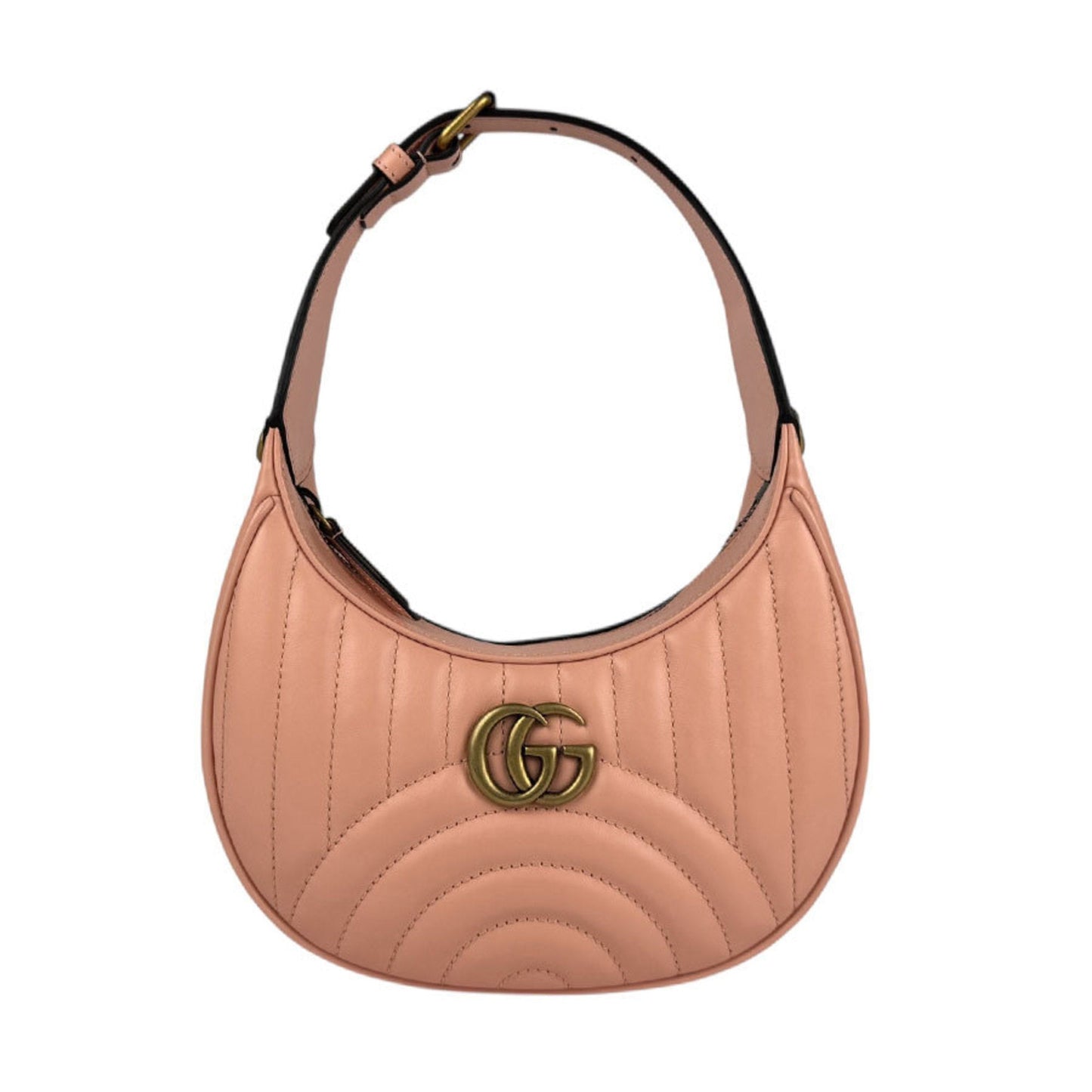 Gucci Gold Salmon Pink Leather Metal Handbag Shoulder Bag