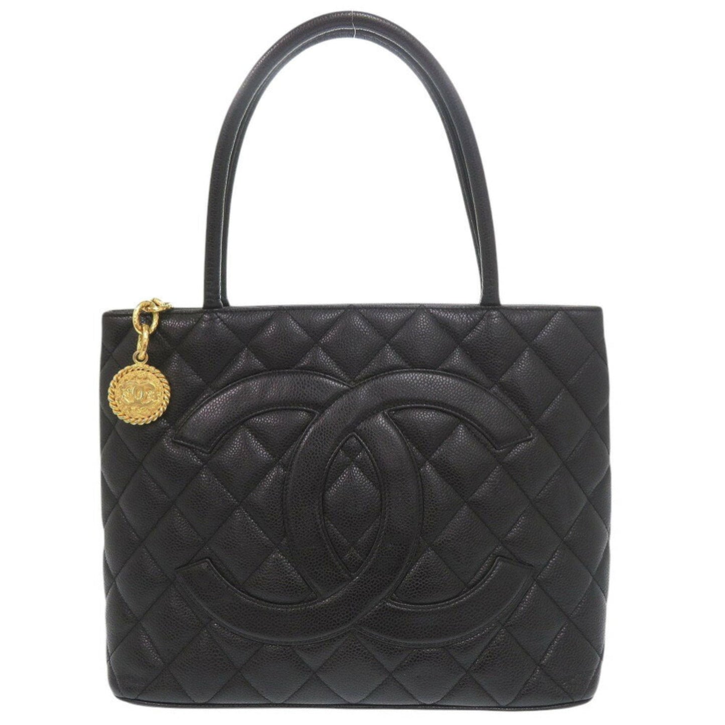Chanel Black Grained Calfskin Handbag Tote Bag