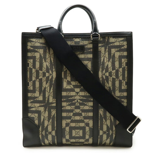 Gucci Beige Black Pvc Leather Shoulder Bag Tote Bag