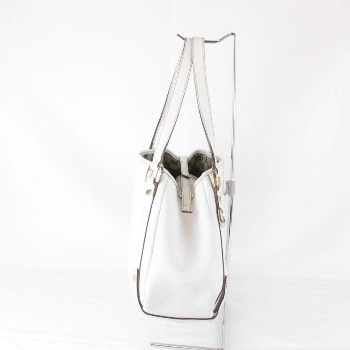 Gucci White Leather Tote Bag