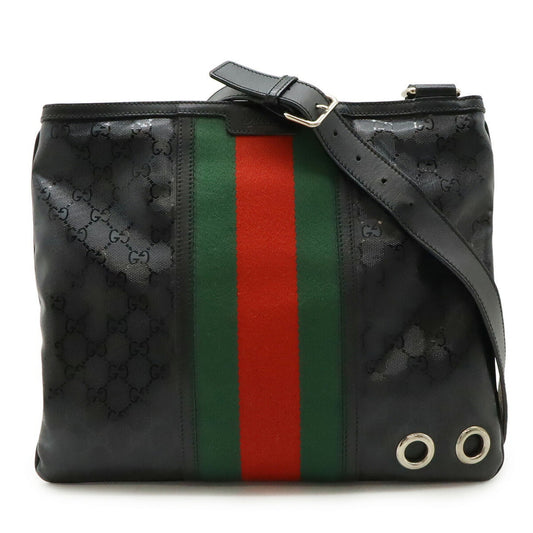 Gucci Black Green Red Color Gg Imprimé Leather Shoulder Bag