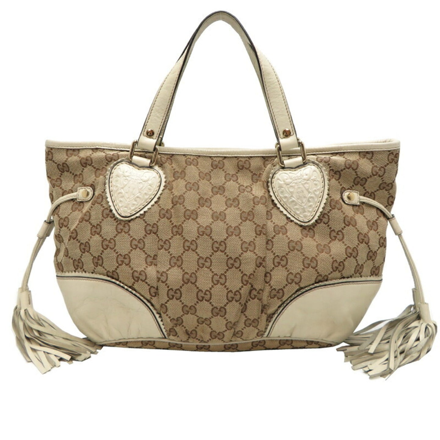 Gucci Beige White Gg Canvas Tote Bag
