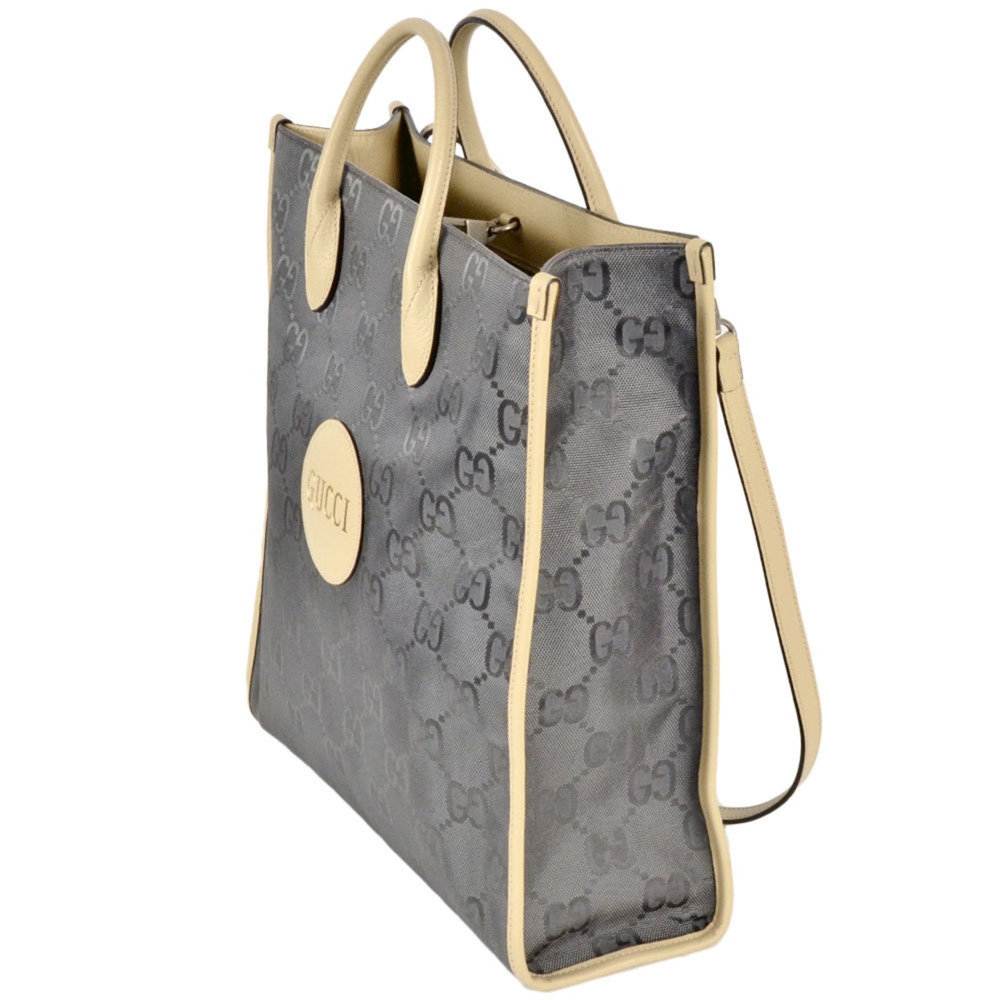 Gucci Gray Nylon Leather Tote Bag