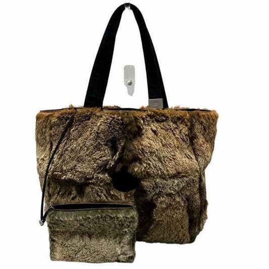 Chanel Brown Fur Leather Tote Bag
