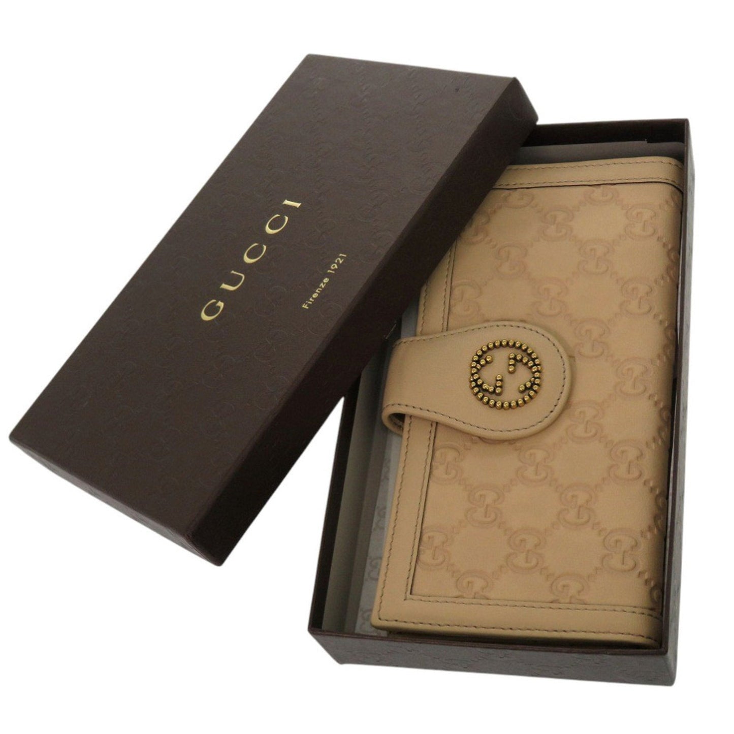 Gucci Beige Leather Long Wallet (Bi-Fold)