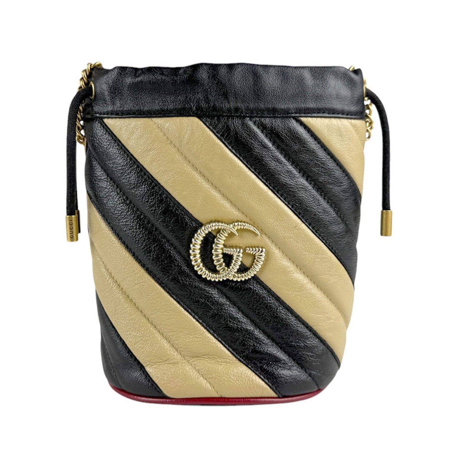 Gucci Beige Black Leather Shoulder Bag