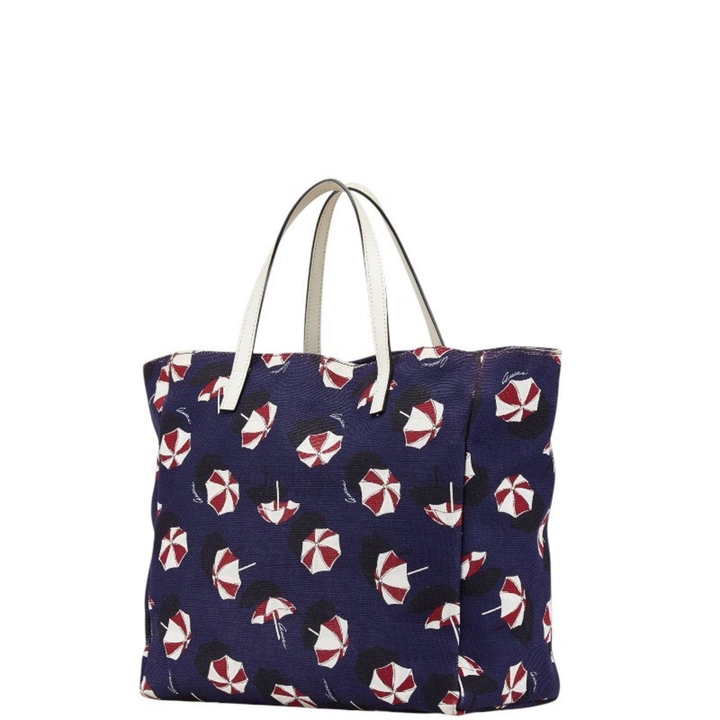 Gucci Multi-Color Navy Canvas Leather Handbag Tote Bag