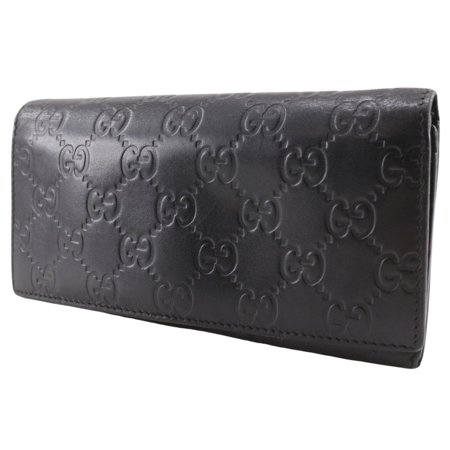 Gucci Black Gg Leather Long Wallet (Bi-Fold)