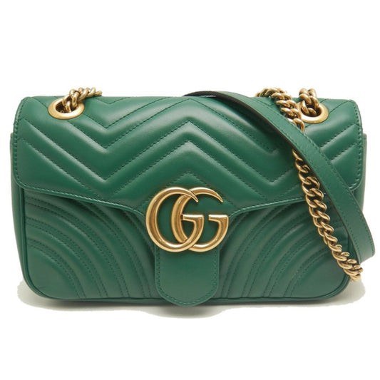 Gucci Gg Marmont Green Leather Shoulder Bag