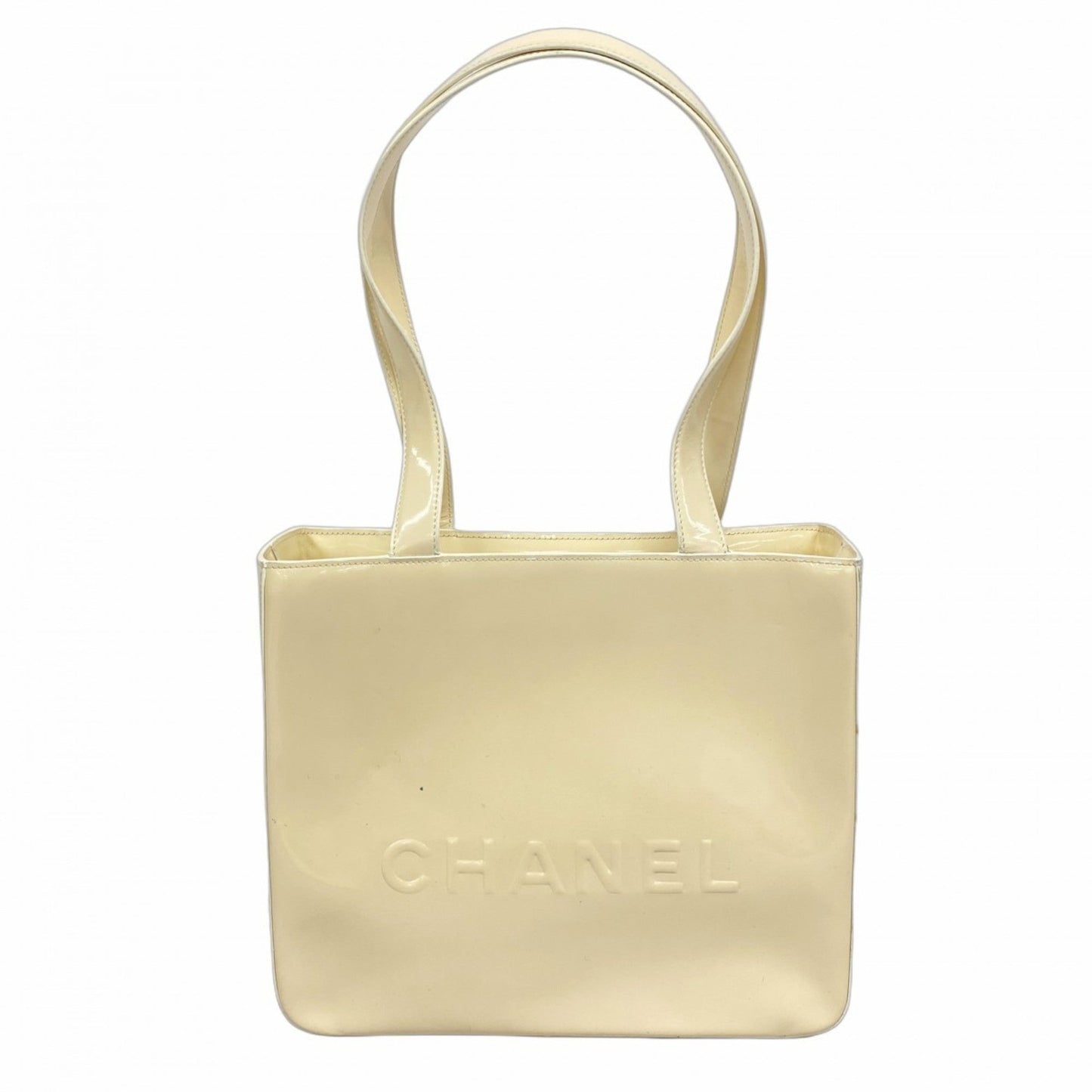 Chanel Beige Patent Leather Tote Bag