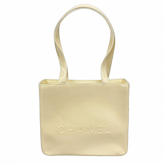 Chanel Beige Patent Leather Tote Bag