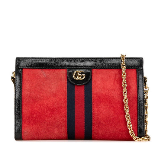 Gucci Black Red Color Suede Leather Shoulder Bag