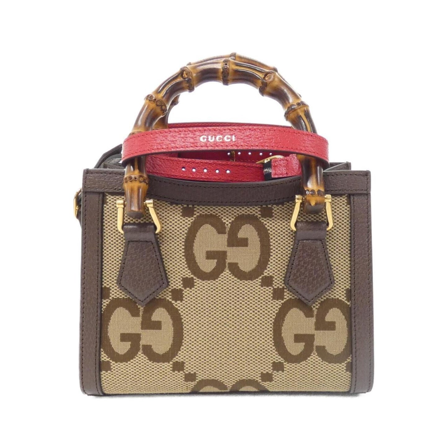 Gucci Brown Camel Gg Canvas Leather Handbag
