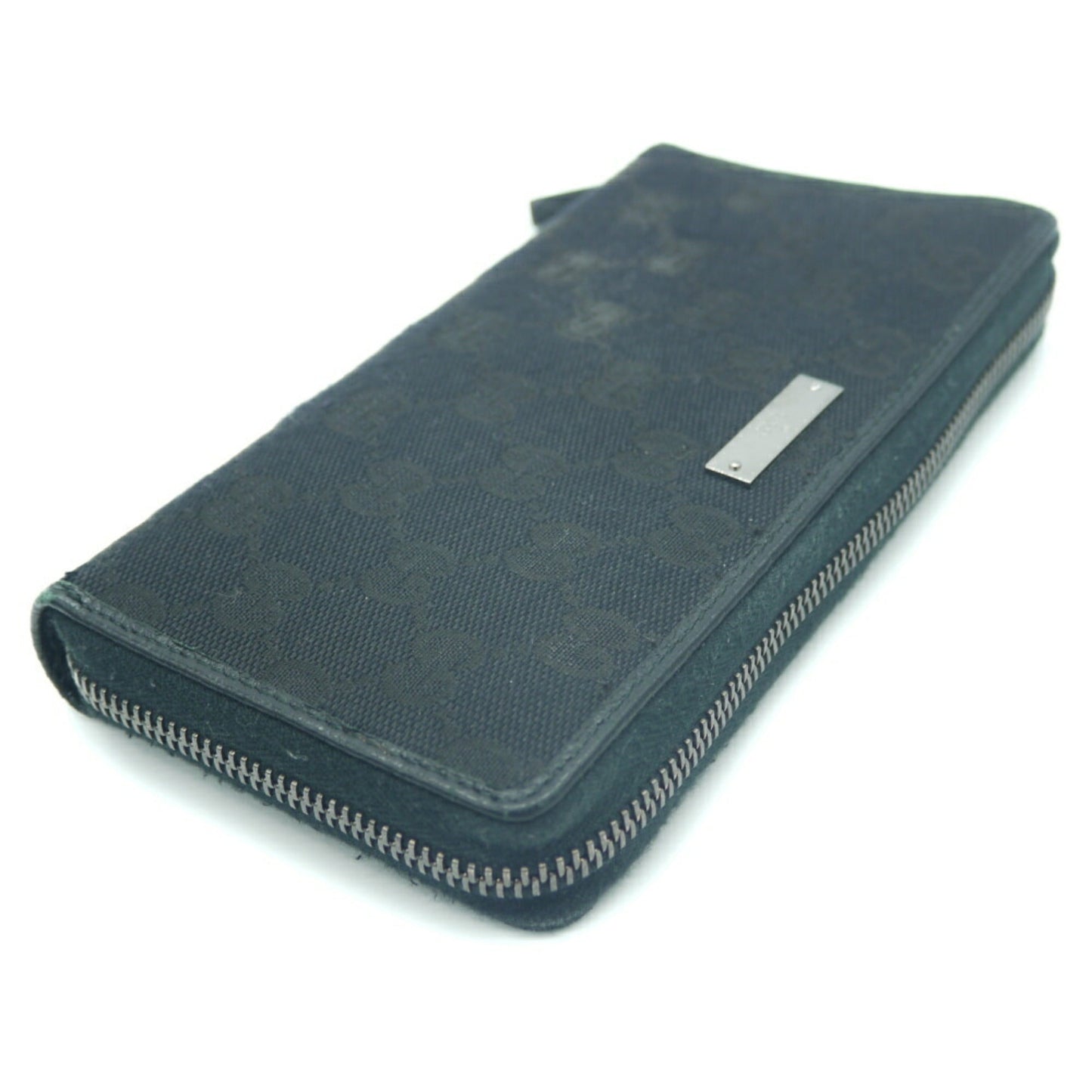 Gucci Black Canvas Leather Long Wallet (Bi-Fold)