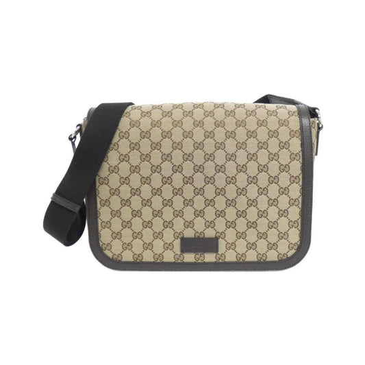 Gucci Gg Canvas Beige Brown Gg Canvas Leather Shoulder Bag
