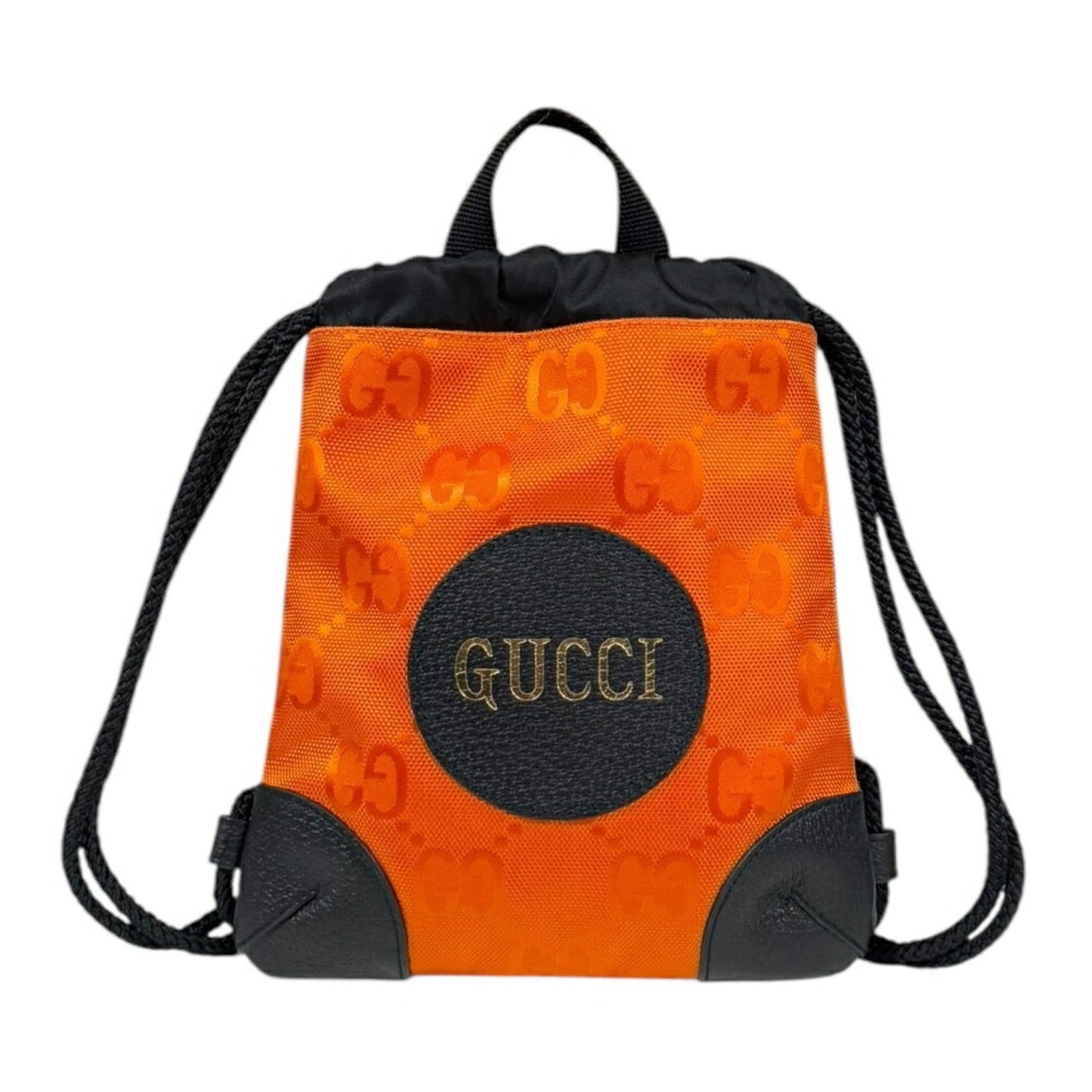 Gucci Black Orange Nylon Leather Backpack