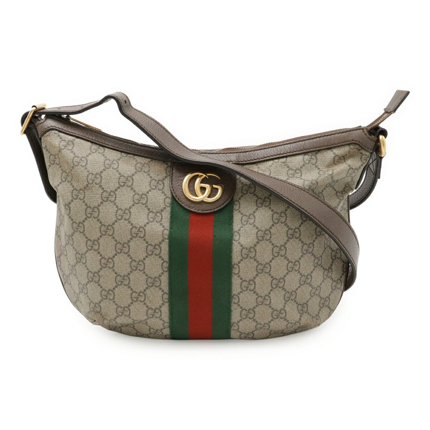 Gucci Beige Brown Green Red Color Gg Supreme Leather Shoulder Bag
