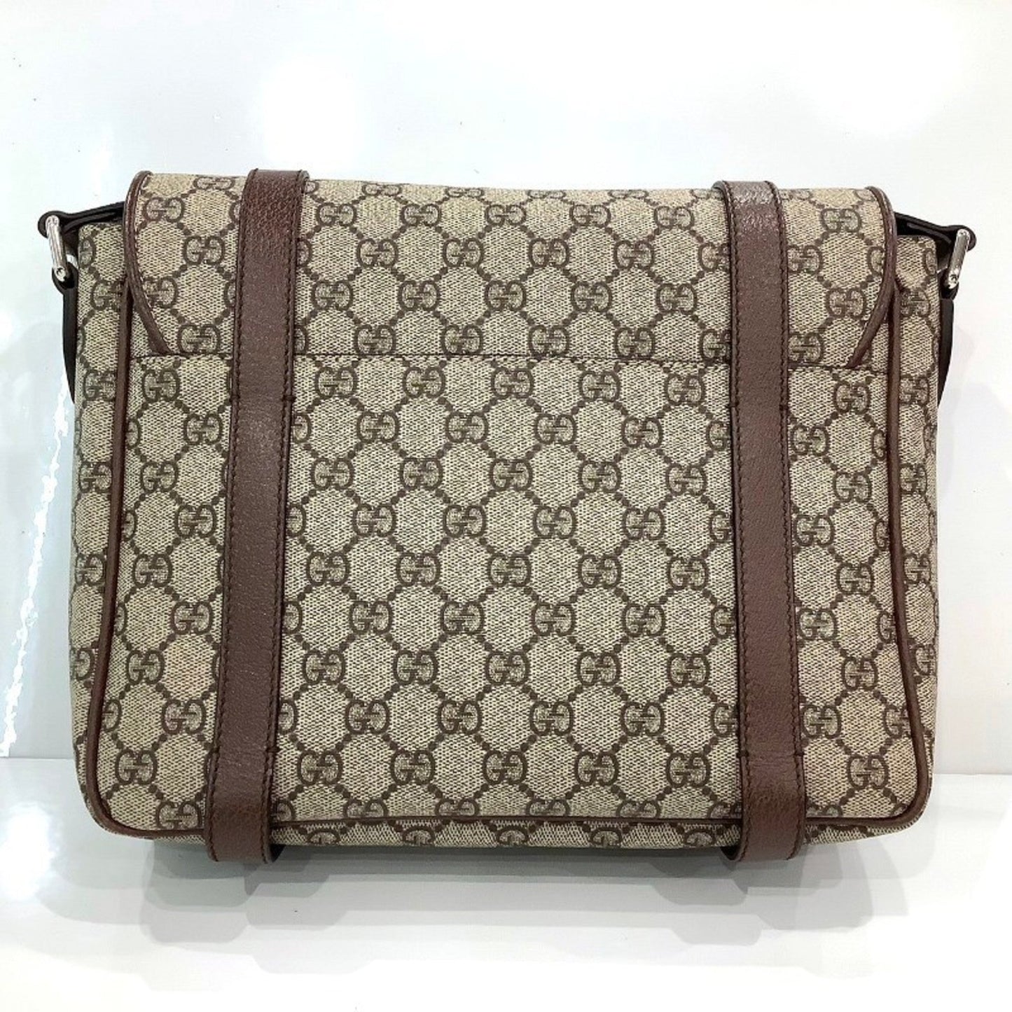 Gucci Beige Dark Brown Pvc Leather Messenger Bag Shoulder Bag