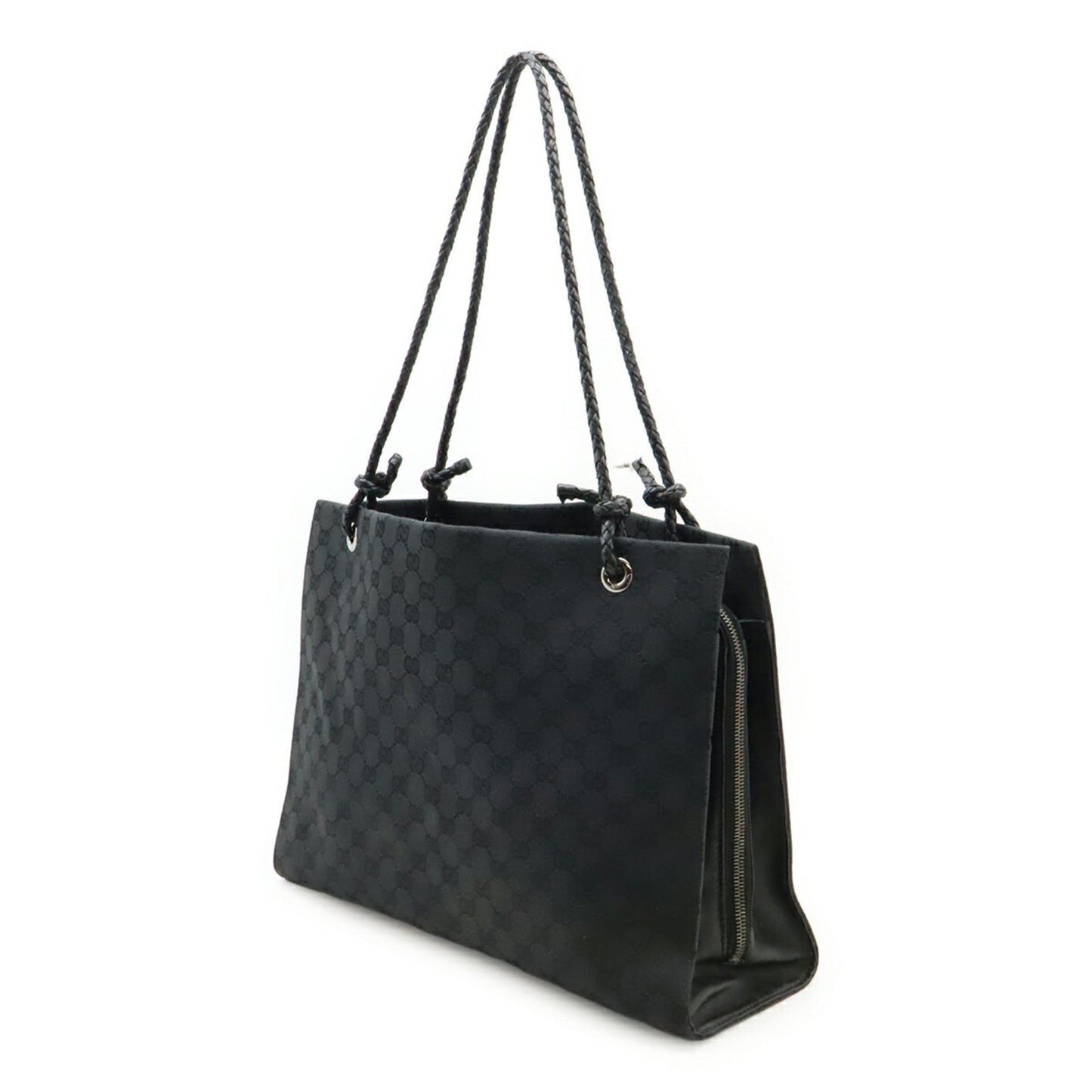 Gucci Black Canvas Leather Shoulder Bag Tote Bag