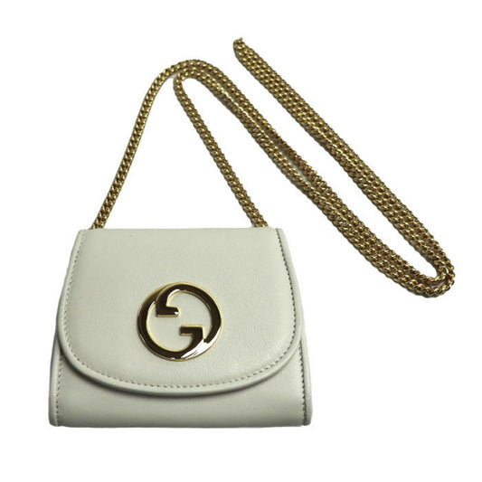 Gucci White Leather Chain/Shoulder Wallet