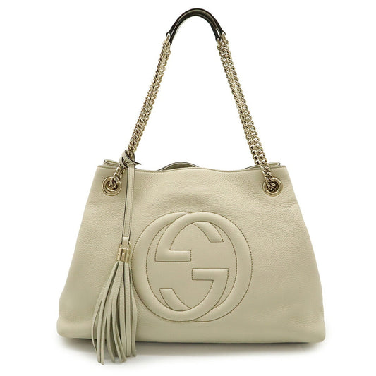 Gucci White Leather Shoulder Bag Tote Bag