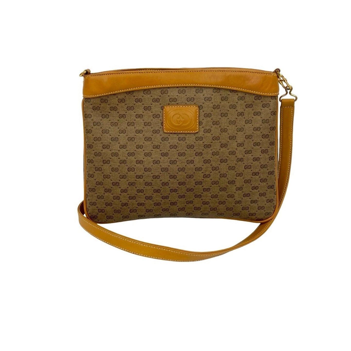 Gucci Brown Leather Pvc Pochette Shoulder Bag