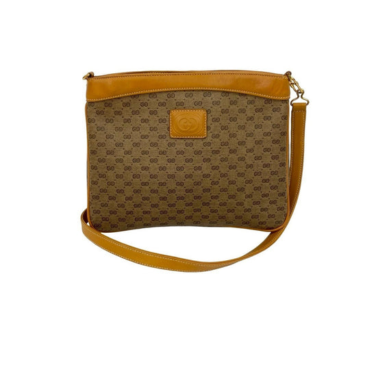 Gucci Brown Leather Pvc Pochette Shoulder Bag