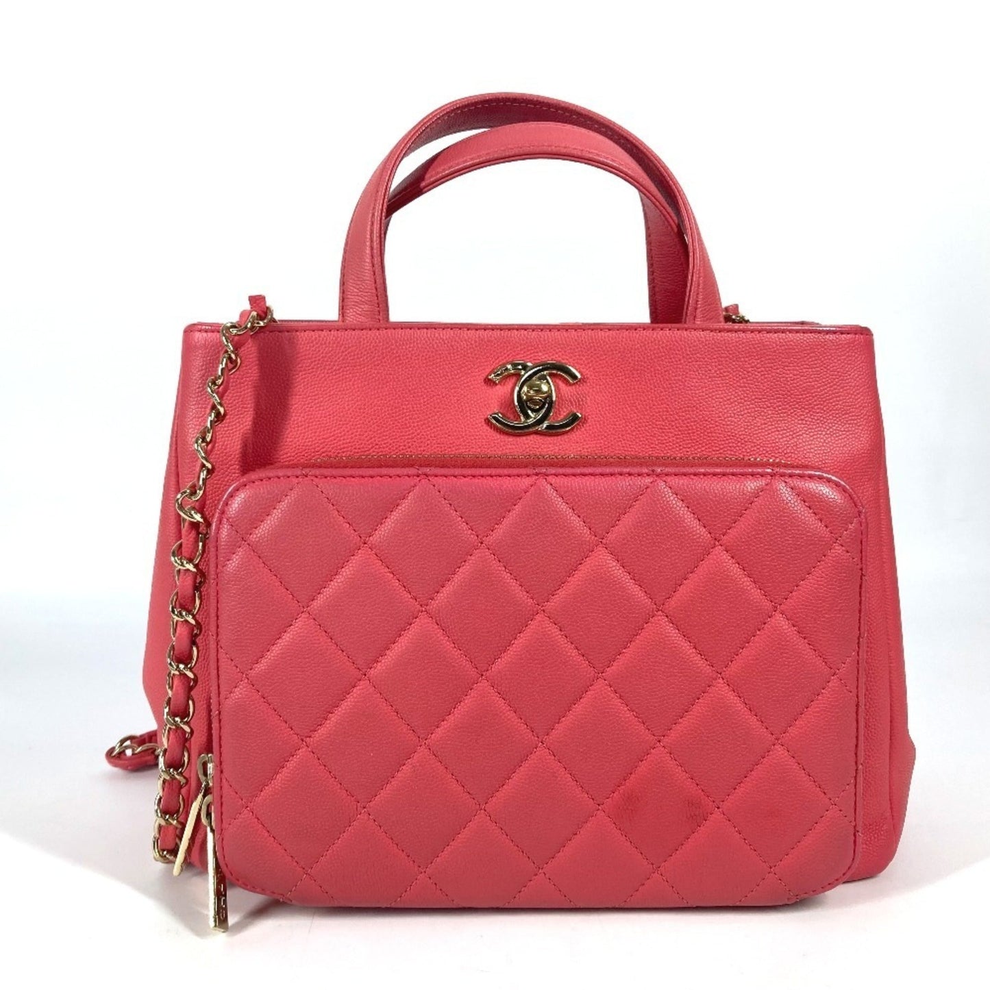 Chanel Pink Grained Calfskin Shoulder Bag Tote Bag