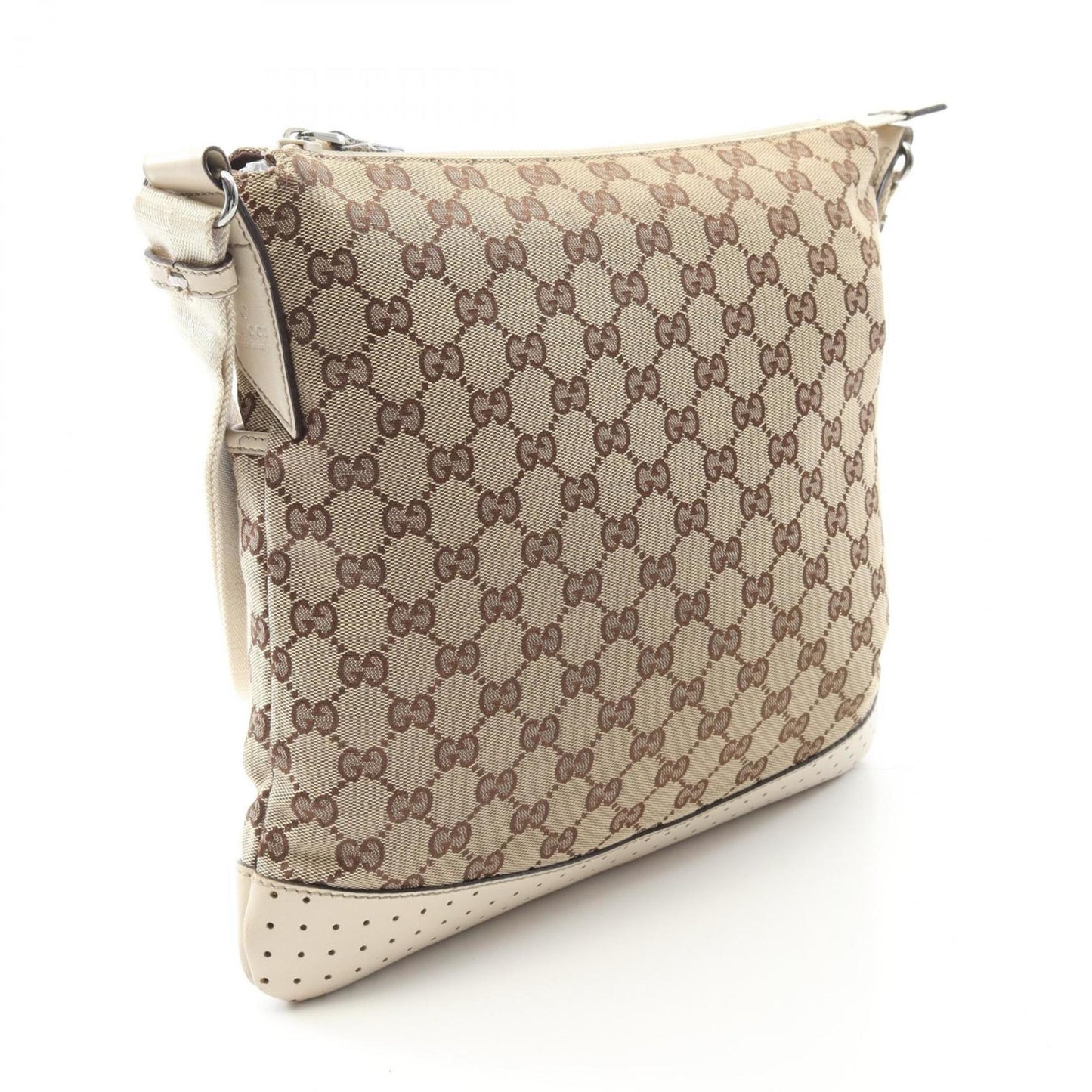 Gucci Beige White Gg Canvas Leather Shoulder Bag