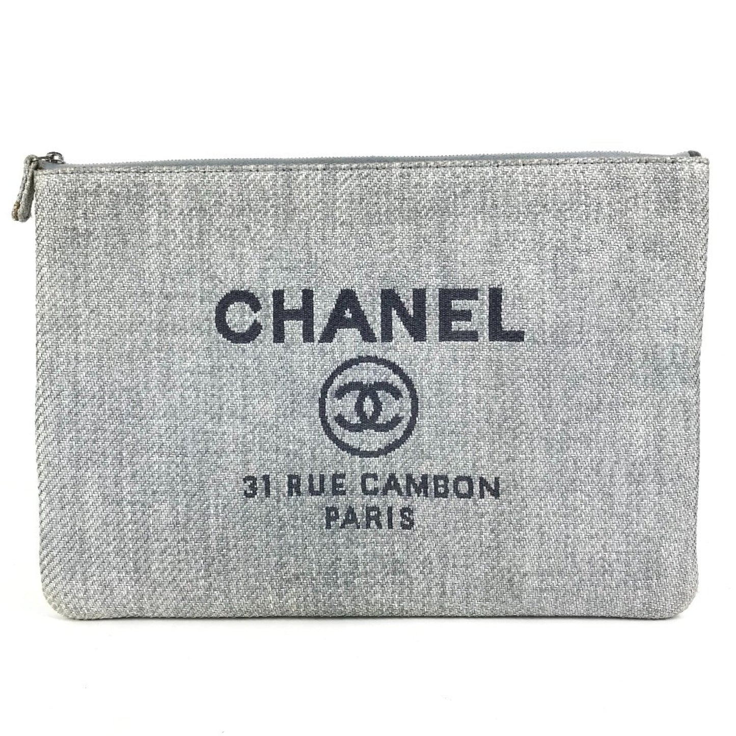 Chanel Blue Canvas Clutch Bag Pouch