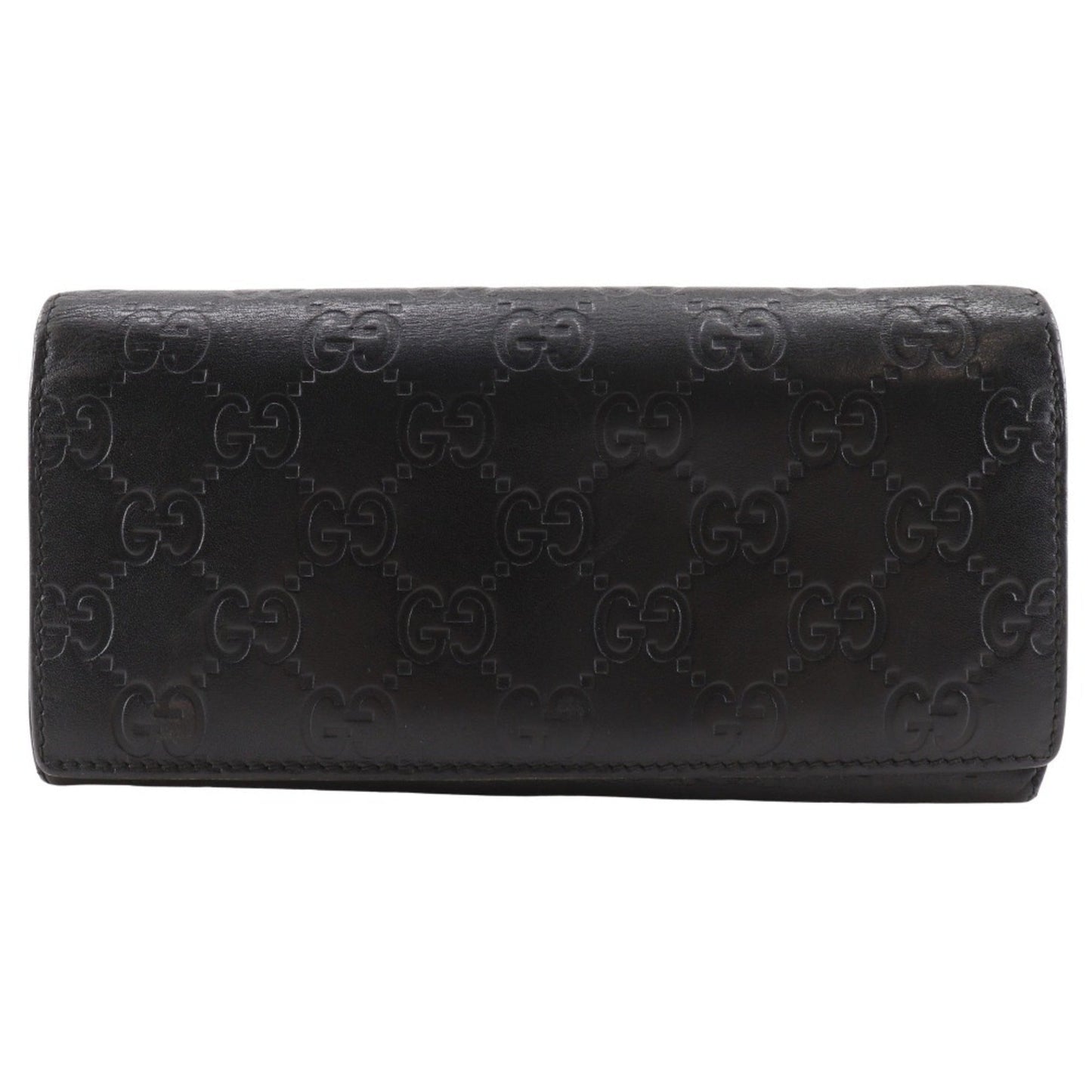 Gucci Black Gg Leather Long Wallet (Bi-Fold)