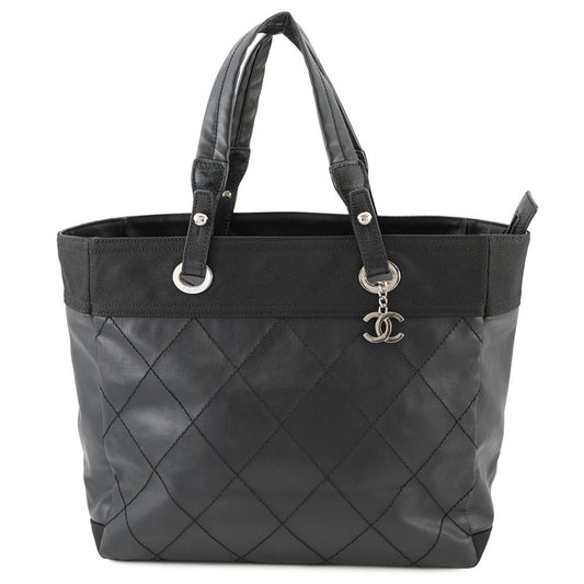 Chanel Black Canvas Leather Tote Bag