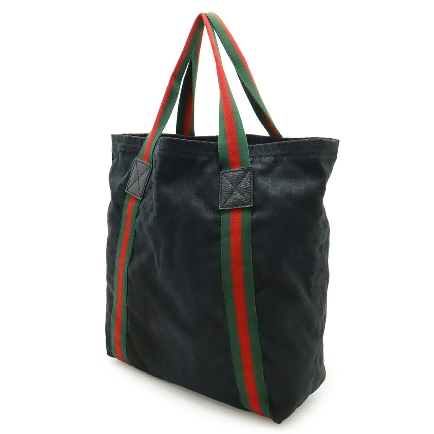 Gucci Black Green Red Color Canvas Leather Shoulder Bag Tote Bag