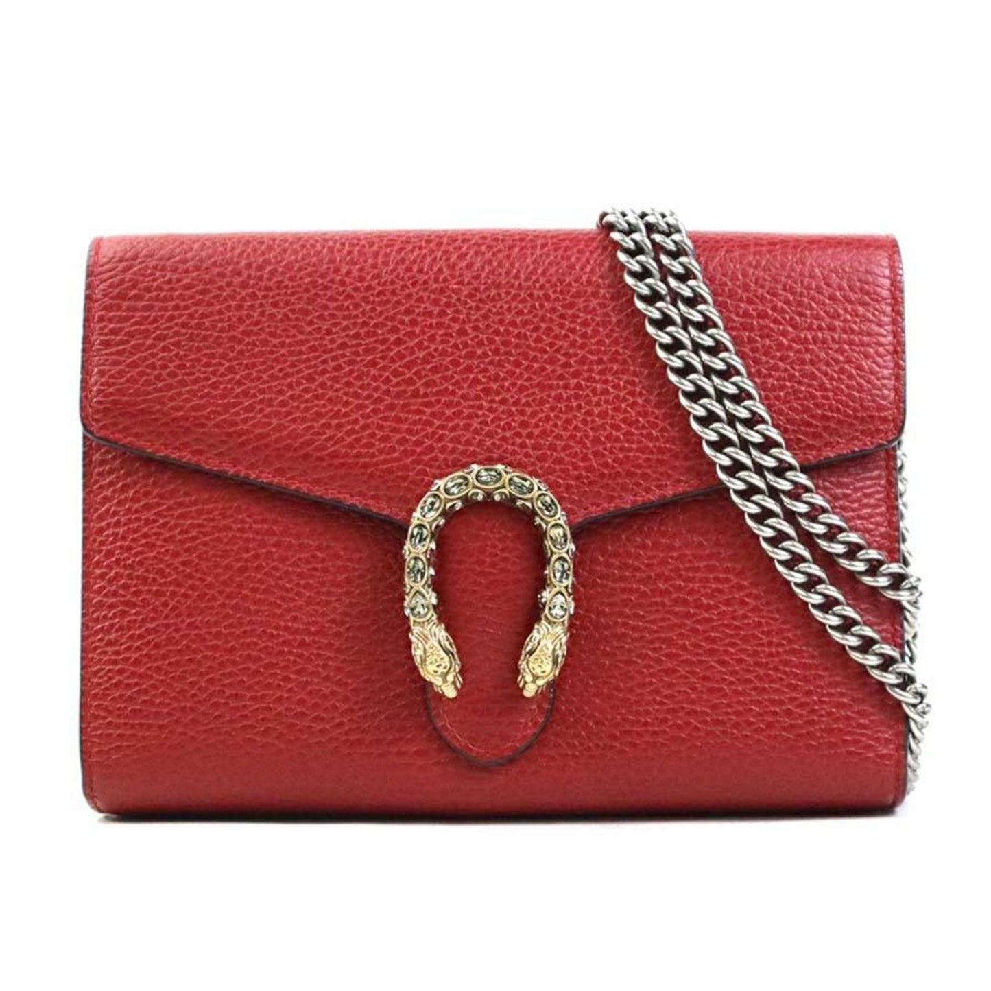 Gucci Red Color Leather Chain/Shoulder Wallet