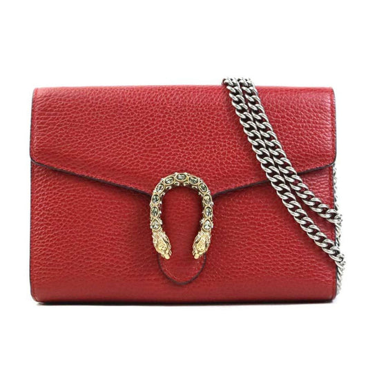 Gucci Red Color Leather Chain/Shoulder Wallet