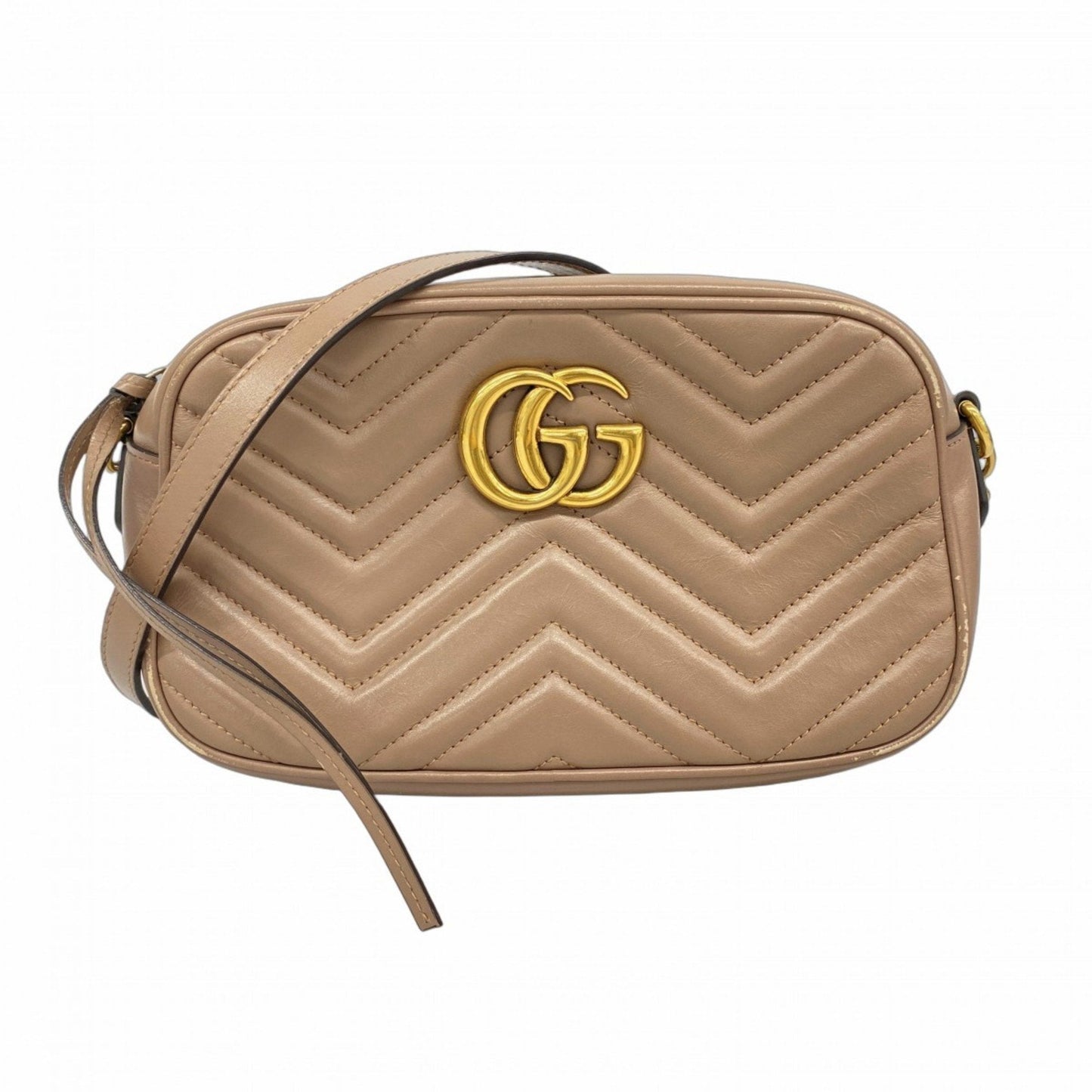 Gucci Pink Beige Leather Shoulder Bag