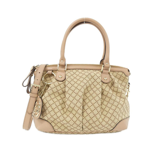 Gucci Pink Beige Canvas Handbag