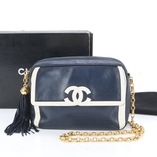 Chanel Navy Leather Shoulder Bag Tote Bag