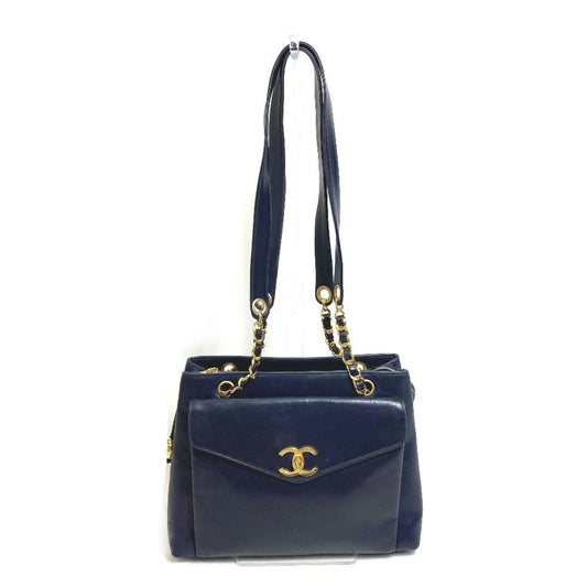 Chanel Navy Leather Shoulder Bag Tote Bag