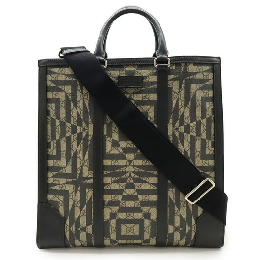 Gucci Beige Black Gg Supreme Leather Shoulder Bag Tote Bag