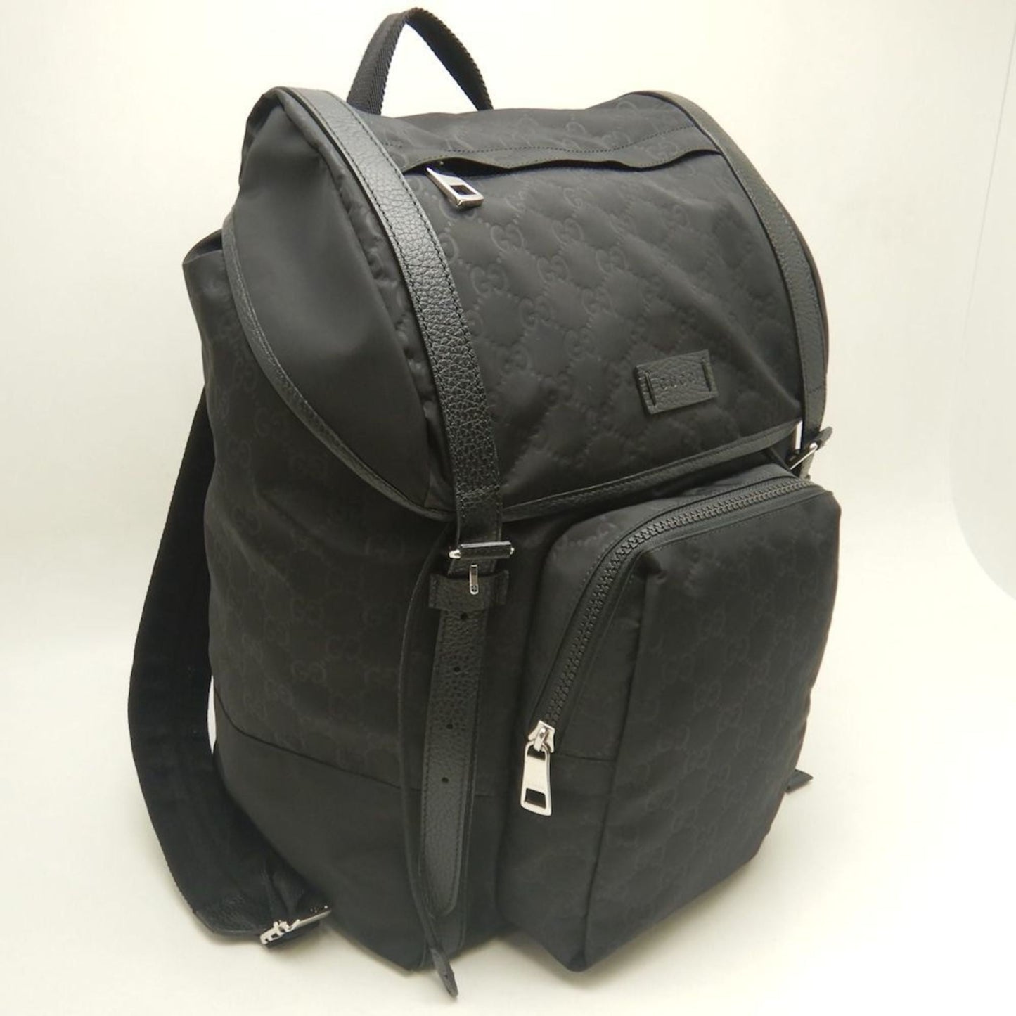 Gucci Black Nylon Leather Backpack
