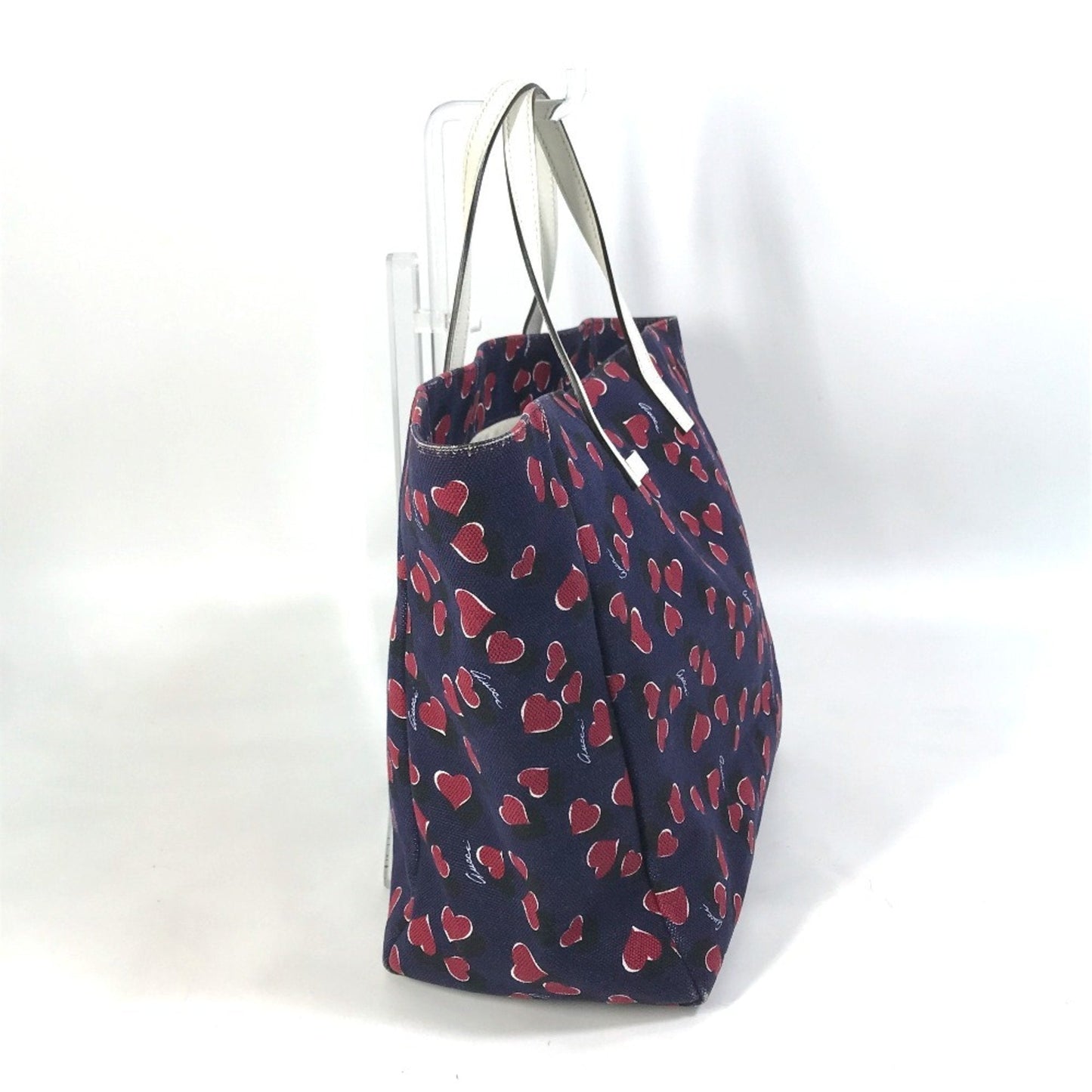 Gucci Navy Pink Canvas Leather Shoulder Bag Tote Bag